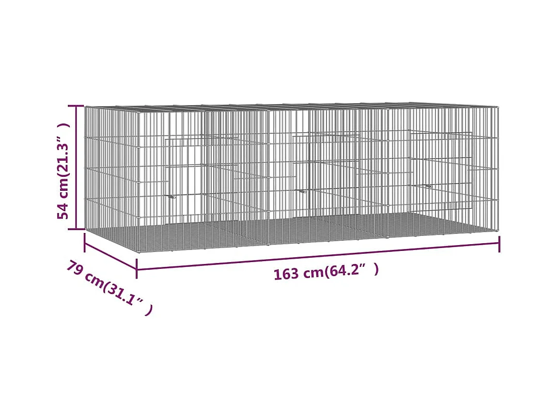 Kaninchenkäfig 3 Paneele 163x79x54 cm Verzinktes Eisen