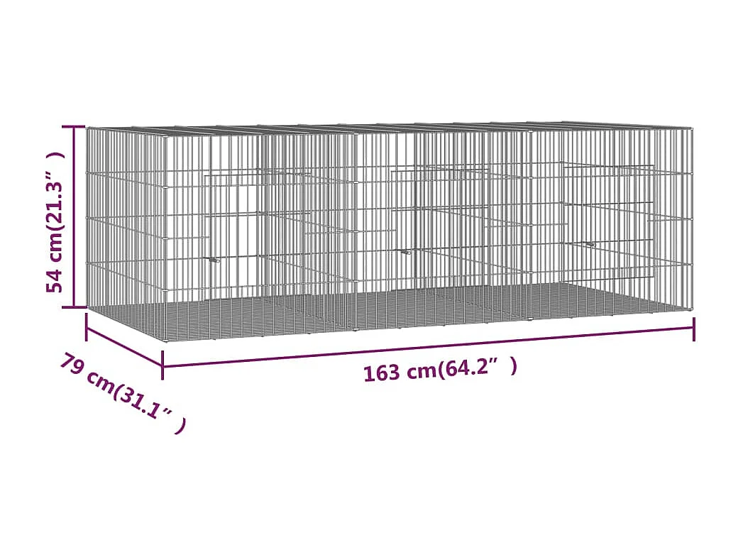 Kaninchenkäfig 3 Paneele 163x79x54 cm Verzinktes Eisen
