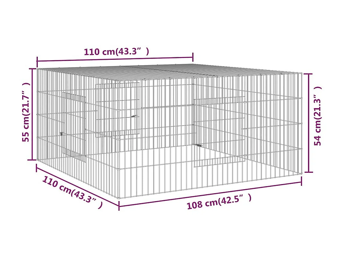 Cage à lapin 110x110x55 cm Fer galvanisé