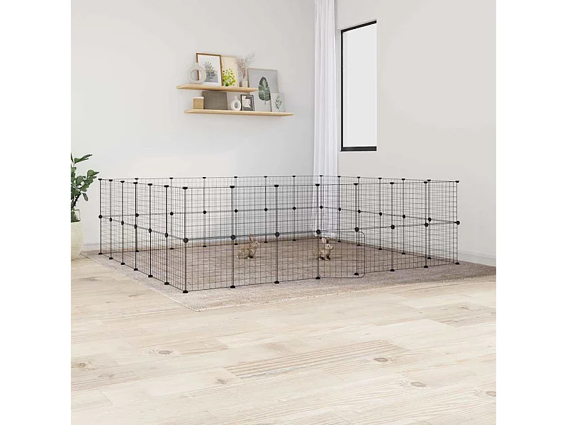 Gaiola para animais de estimação com 52 painéis e porta preta 35x35 cm