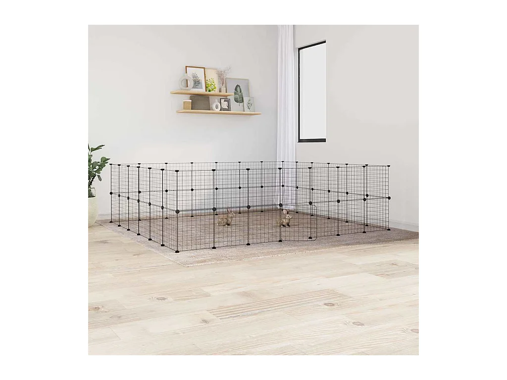 Cage animaux de compagnie à 52 panneaux et porte Noir 35x35 cm