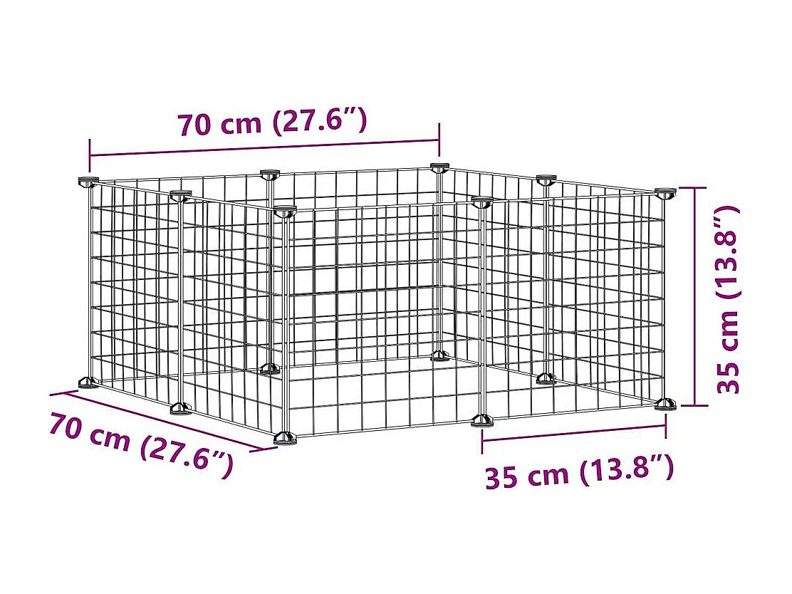 Gaiola para animais de estimação de 8 painéis preta 35x35 cm aço