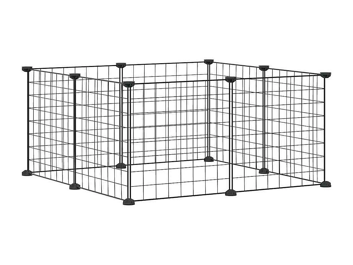 Cage animaux de compagnie à 8 panneaux Noir 35x35 cm Acier