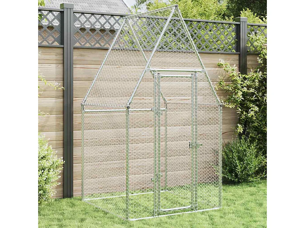 Gaiola de galinha prateada 100x100x190 cm aço galvanizado