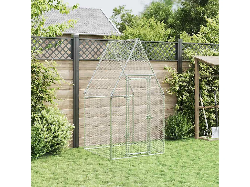 Gaiola de galinha prateada 100x100x190 cm aço galvanizado