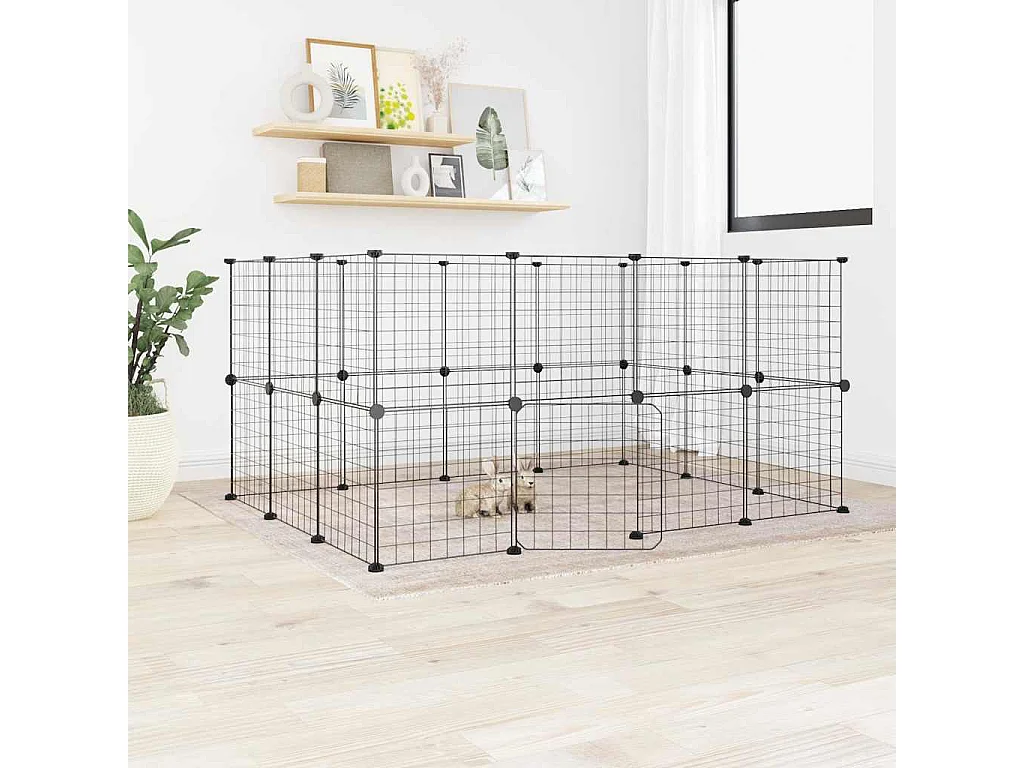 Gaiola para animais de estimação com 28 painéis e porta preta 35x35 cm