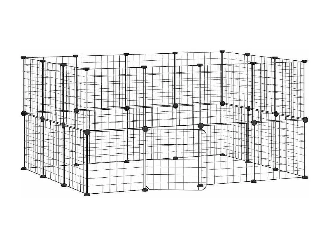 Gaiola para animais de estimação com 28 painéis e porta preta 35x35 cm