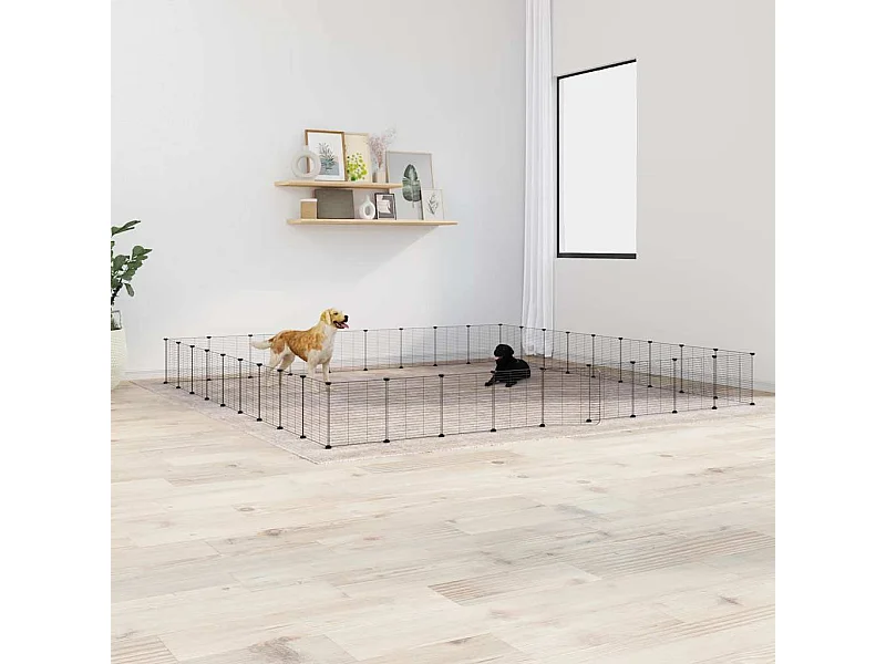 Gaiola para animais de estimação com 36 painéis e porta preta 35x35 cm