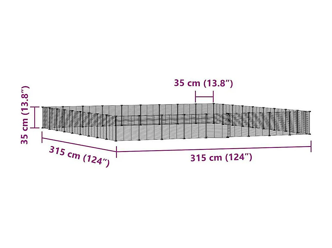Gabbia per animali domestici a 36 pannelli con porta nera 35x35 cm