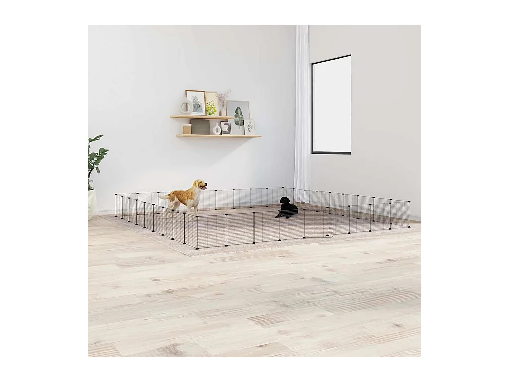Cage animaux de compagnie à 36 panneaux et porte Noir 35x35 cm