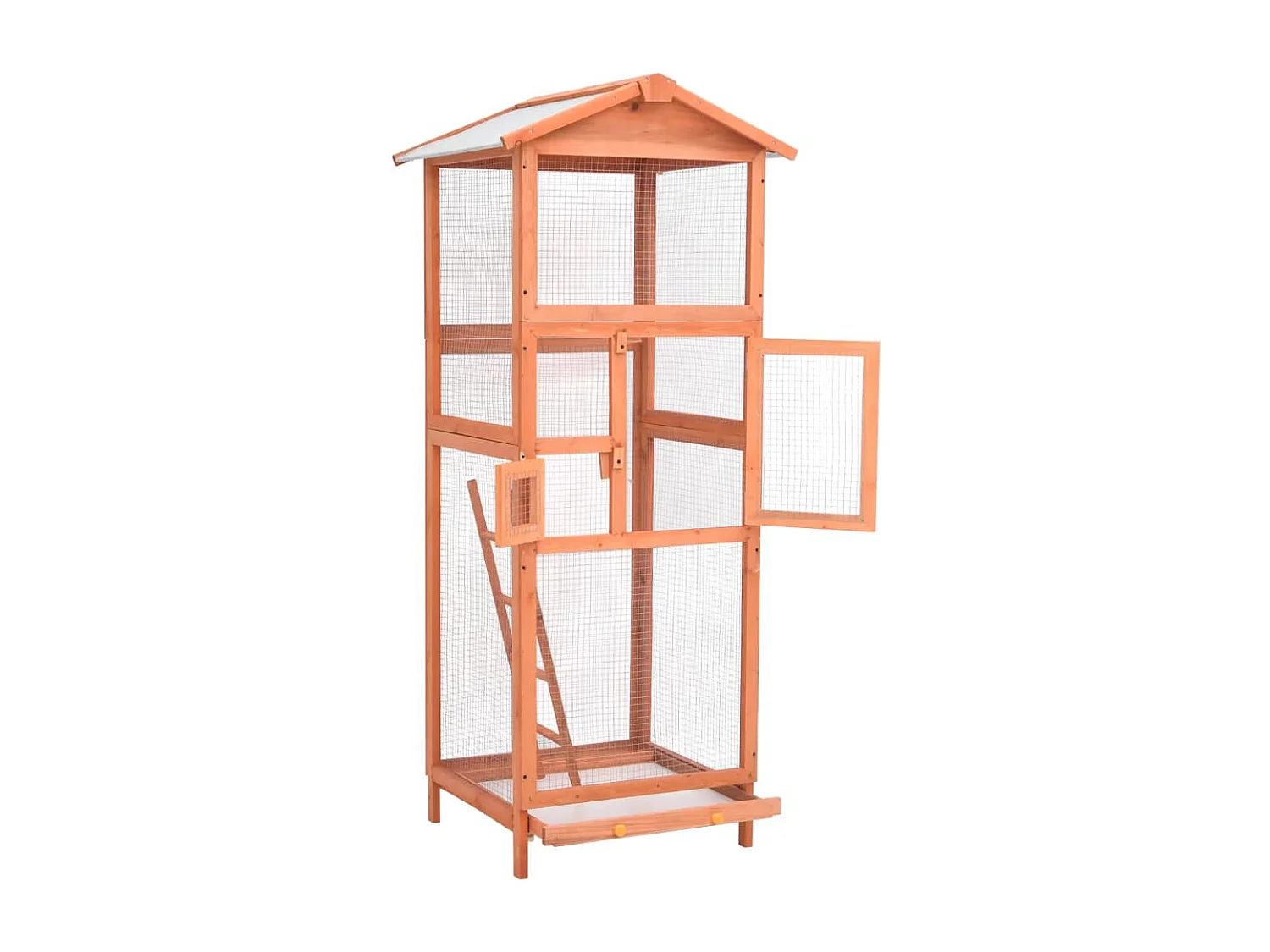 Cage à oiseaux 68x62x166 cm bois de sapin massif