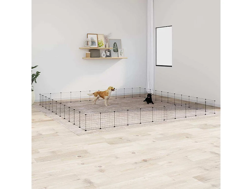Gaiola para animais de estimação com 44 painéis e porta preta 35x35 cm