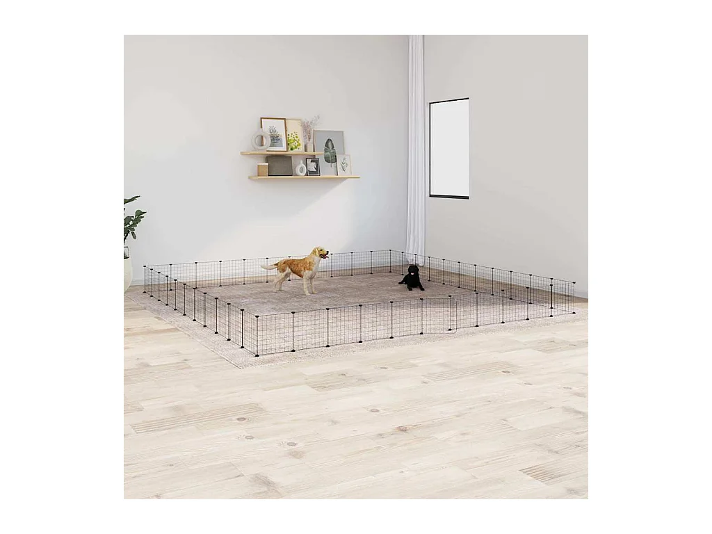 Cage animaux de compagnie à 44 panneaux et porte Noir 35x35 cm