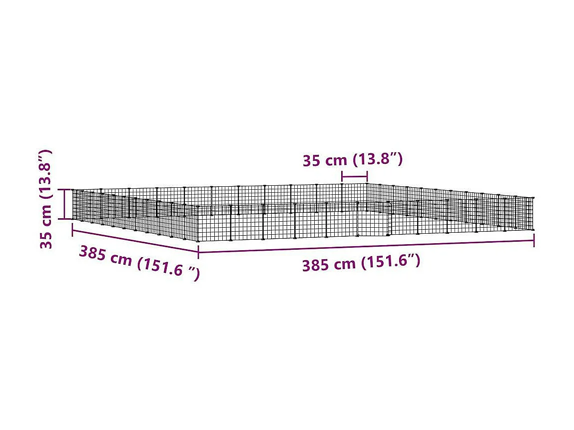 Cage animaux de compagnie à 44 panneaux et porte Noir 35x35 cm
