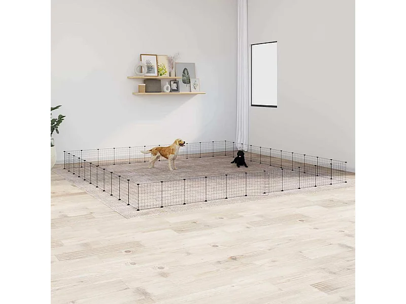 Jaula para mascotas de 44 paneles con puerta negra de 35 x 35 cm