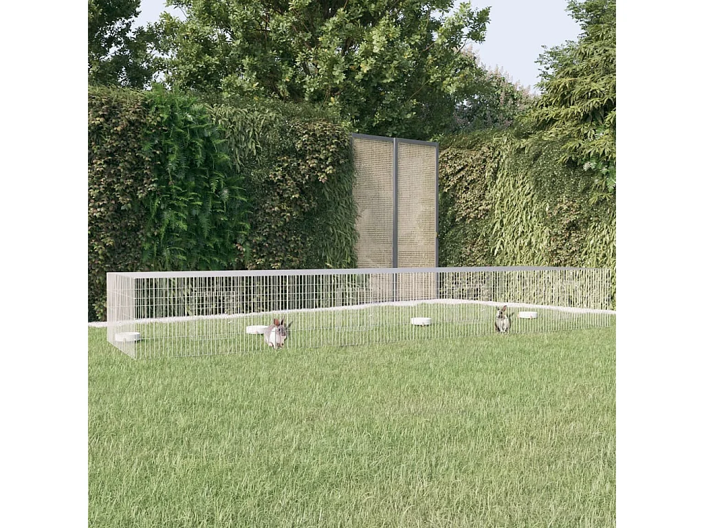 Cage à lapin 4 panneaux 433x109x54 cm Fer galvanisé