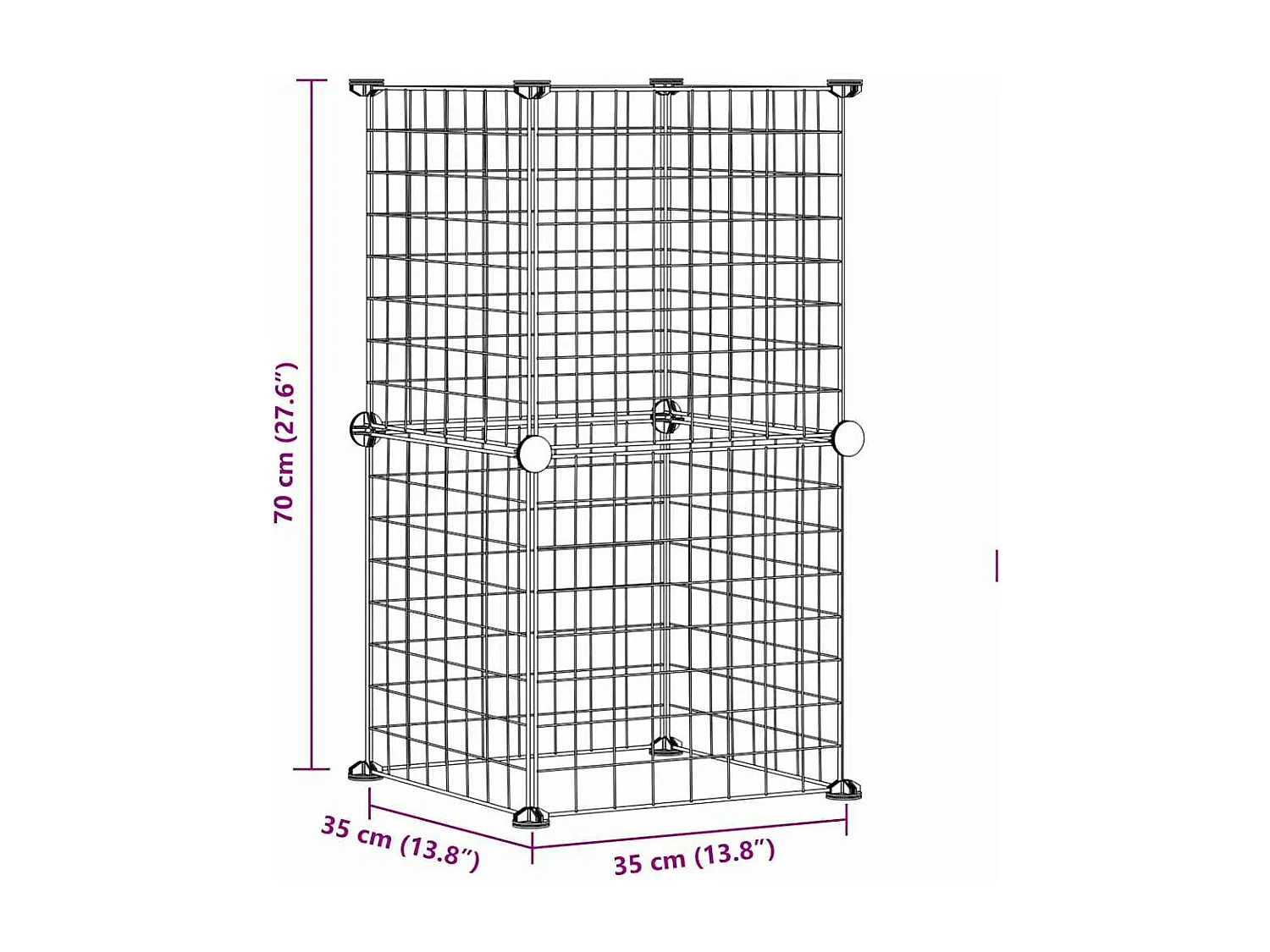 Gaiola para animais de estimação de 8 painéis preta 35x35 cm aço