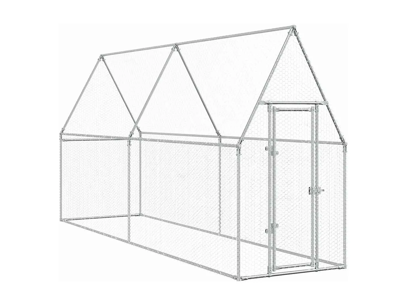 Gaiola de galinha prateada 400x100x190 cm aço galvanizado