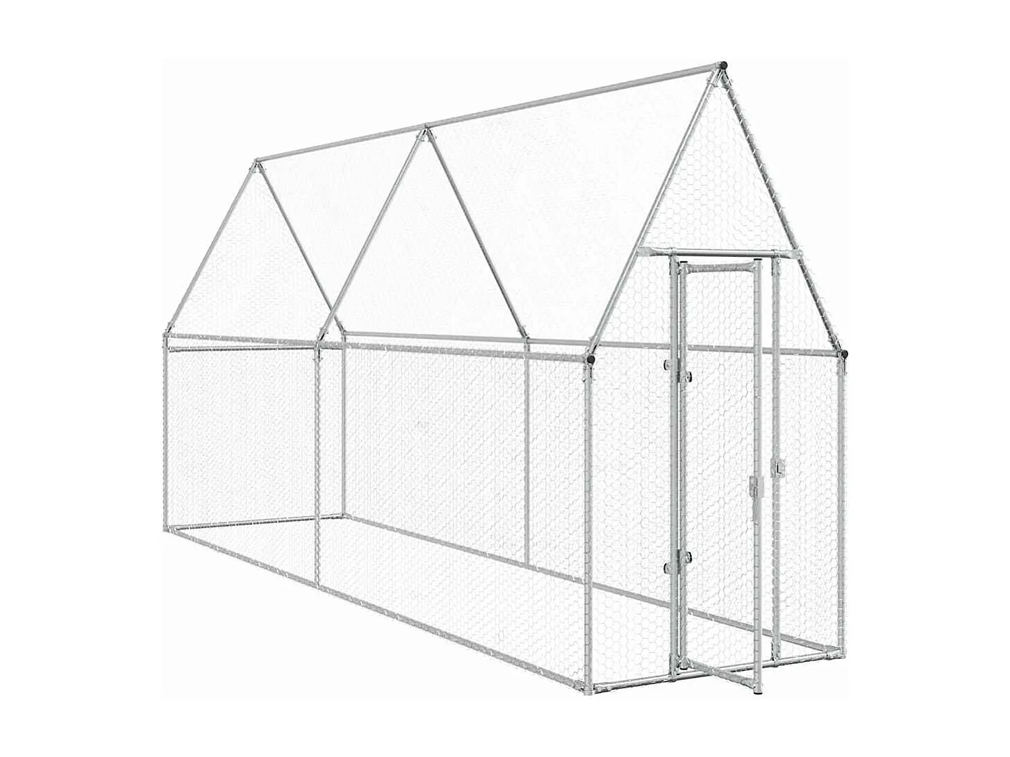 Gaiola de galinha prateada 400x100x190 cm aço galvanizado