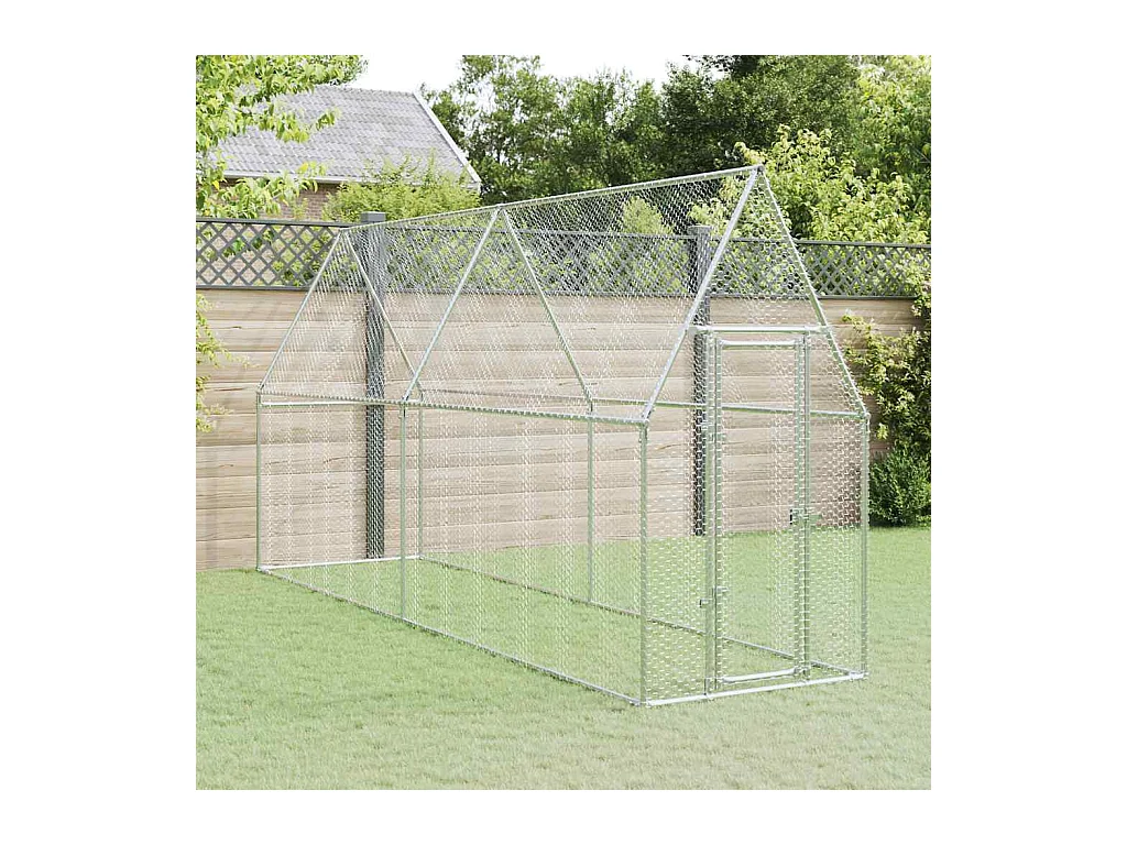 Cage pour poules argenté 400x100x190 cm acier galvanisé