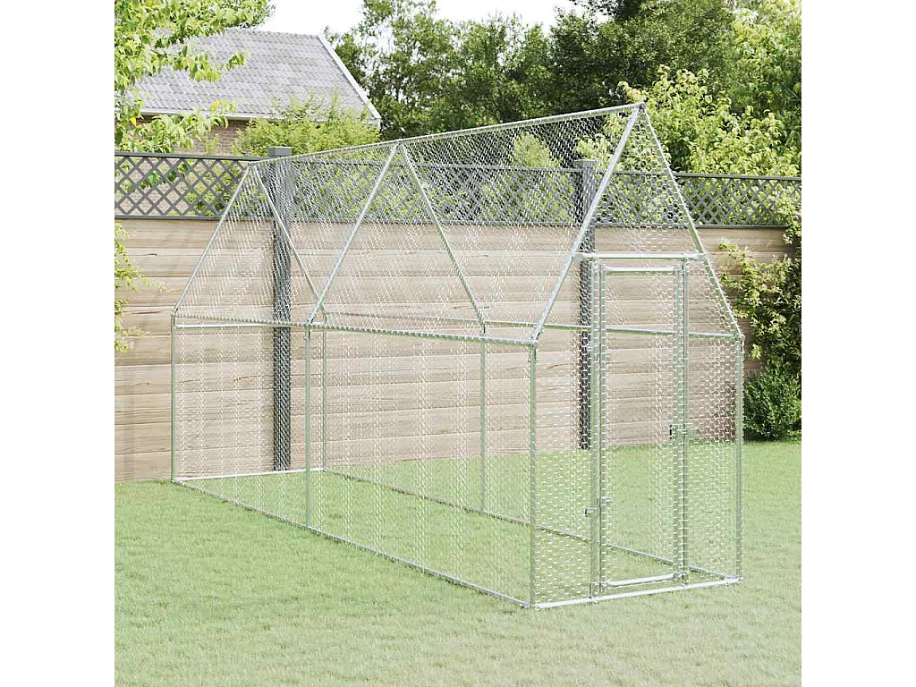 Cage pour poules argenté 400x100x190 cm acier galvanisé