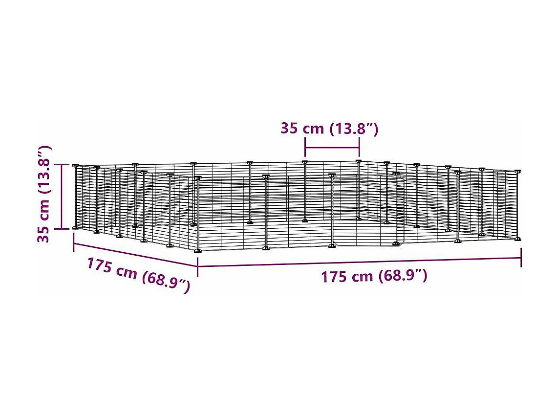 Cage animaux de compagnie à 20 panneaux et porte Noir 35x35 cm