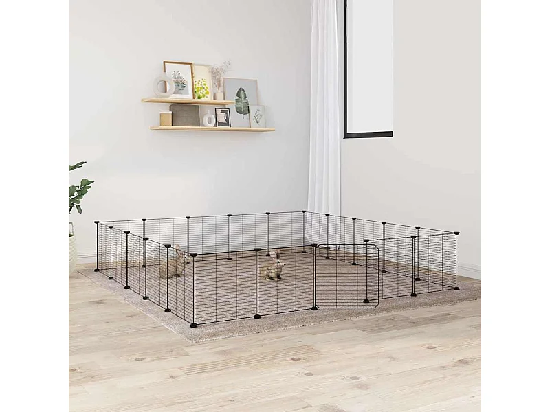 Gabbia per animali domestici con 20 pannelli e porta Nero 35x35 cm