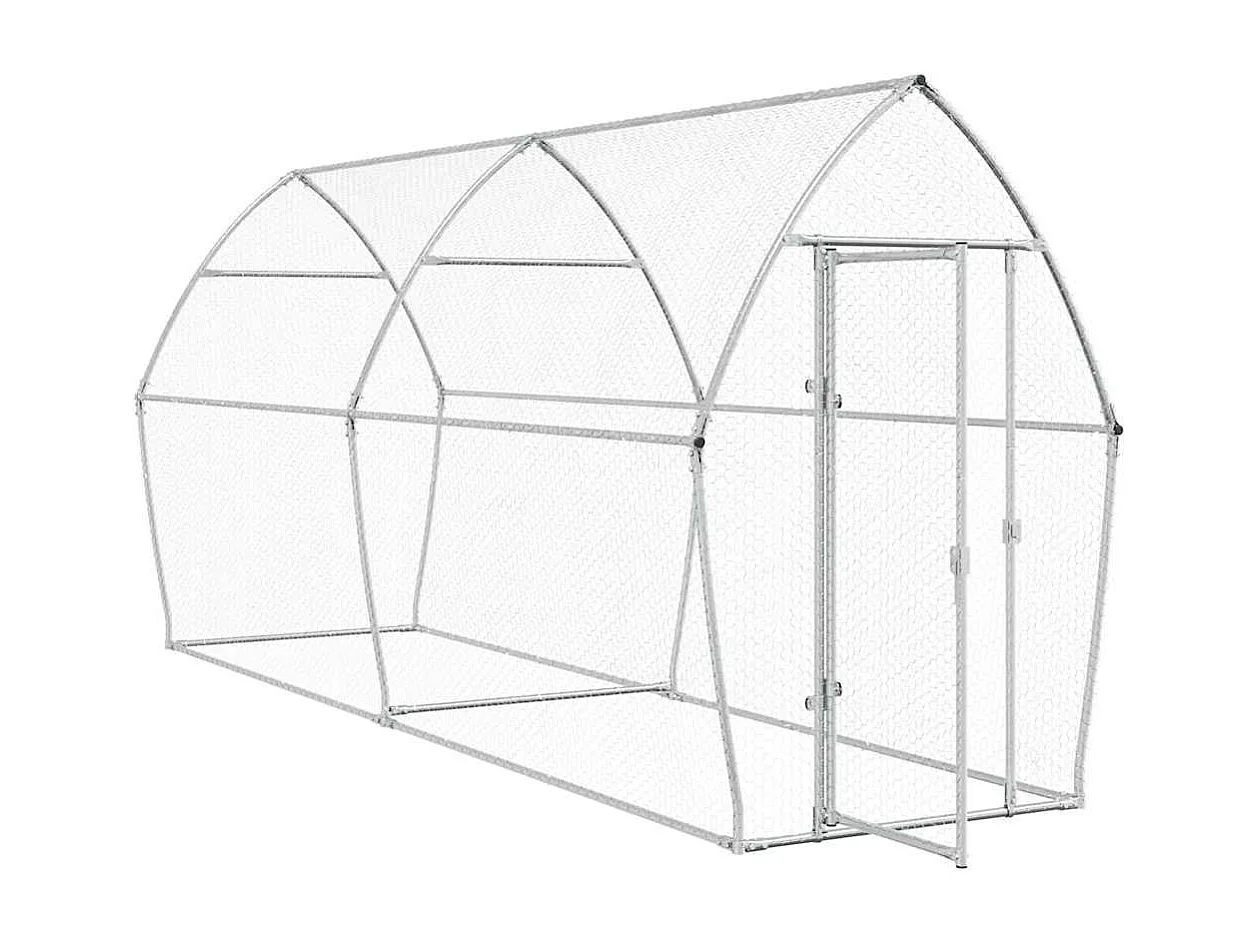 Gaiola de galinha prateada 400x105x182 cm aço galvanizado