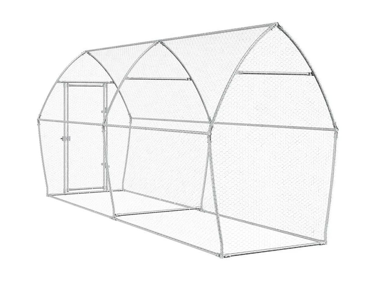 Gaiola de galinha prateada 400x105x182 cm aço galvanizado