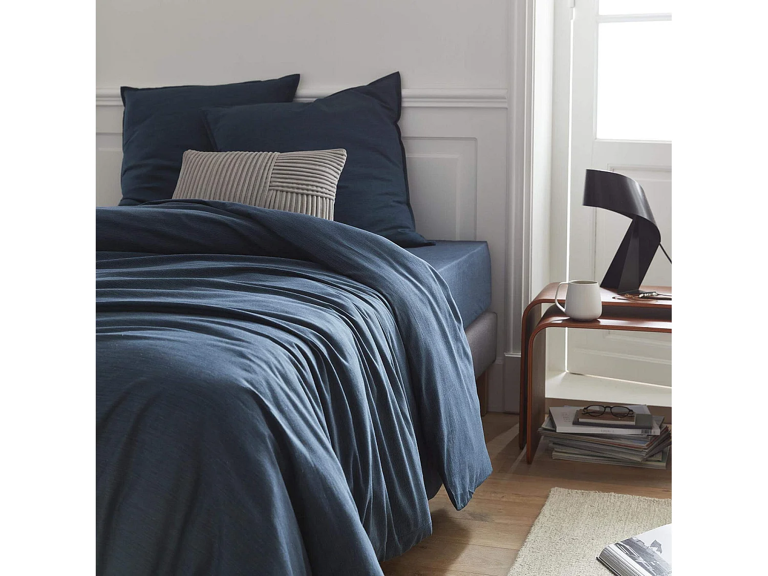 Habitat - Housse de couette en coton - 240 x 260 cm - Bleu nuit - Skye