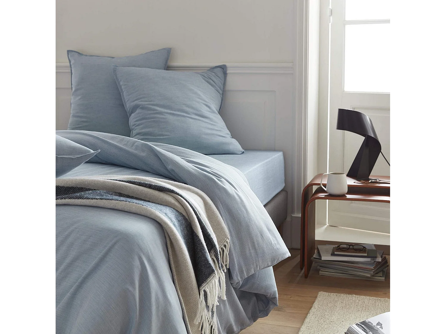 Habitat - Housse de couette en coton - 220 x 240 cm - Bleu clair - Skye