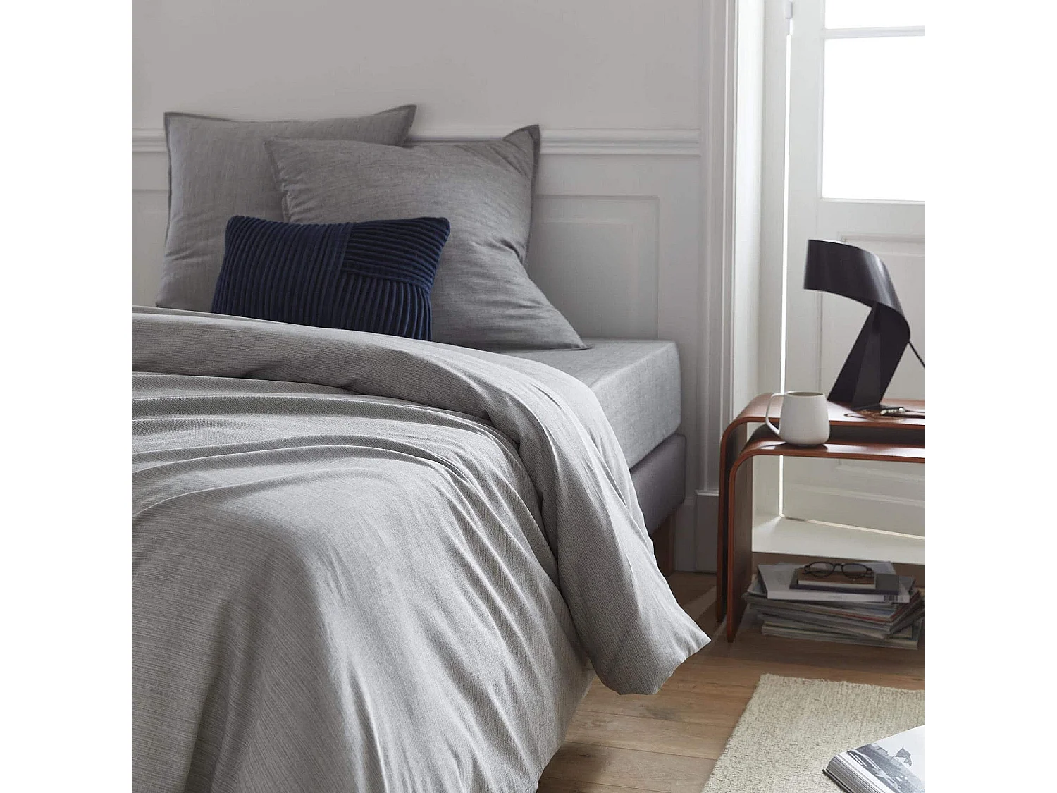 Habitat - Housse de couette en coton - 220 x 240 cm - Gris - Skye