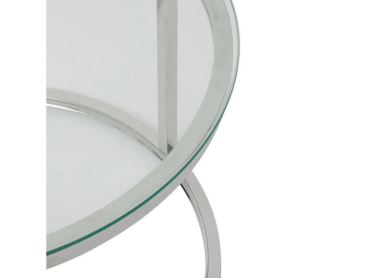 Lot de 2 Tables gigognes en Verre trempé et Inox