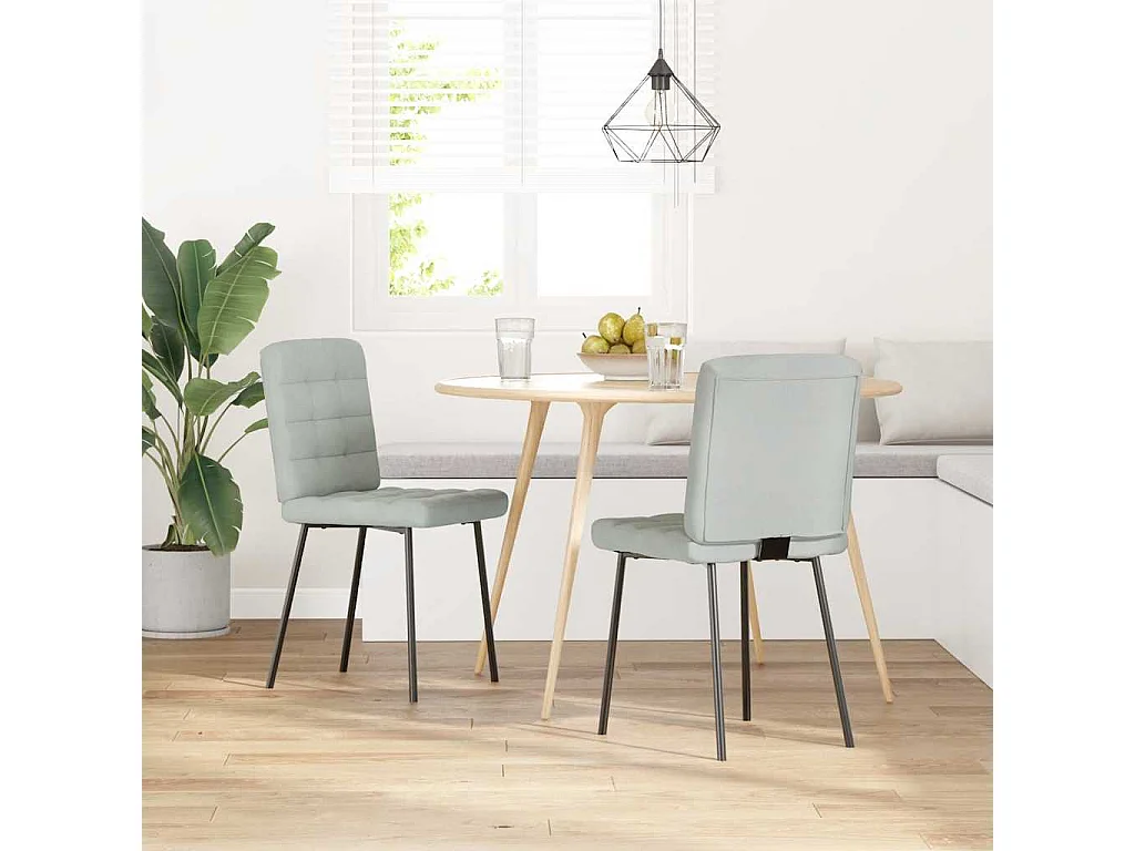 Chaises à manger lot de 2 Gris clair Velours