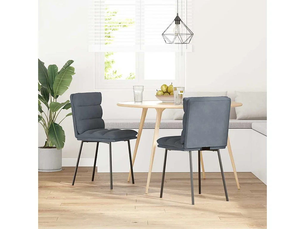 Chaises à manger lot de 2 Gris foncé Velours