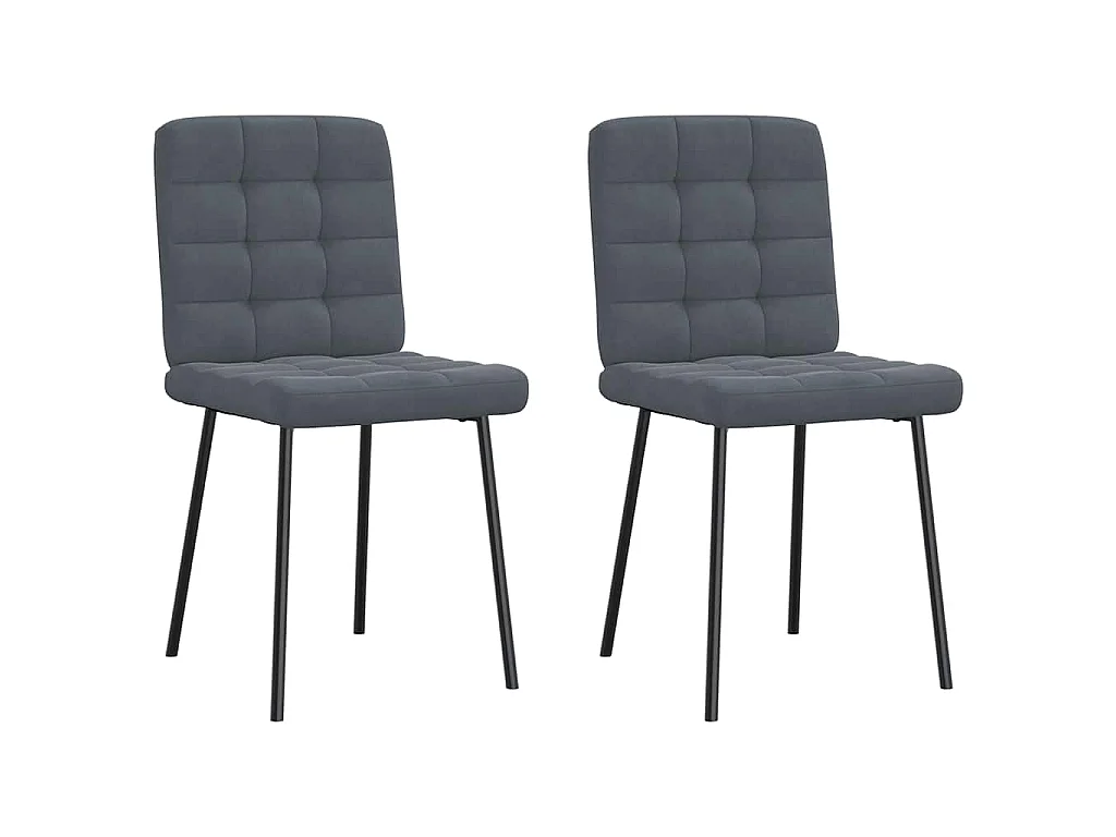 Chaises à manger lot de 2 Gris foncé Velours