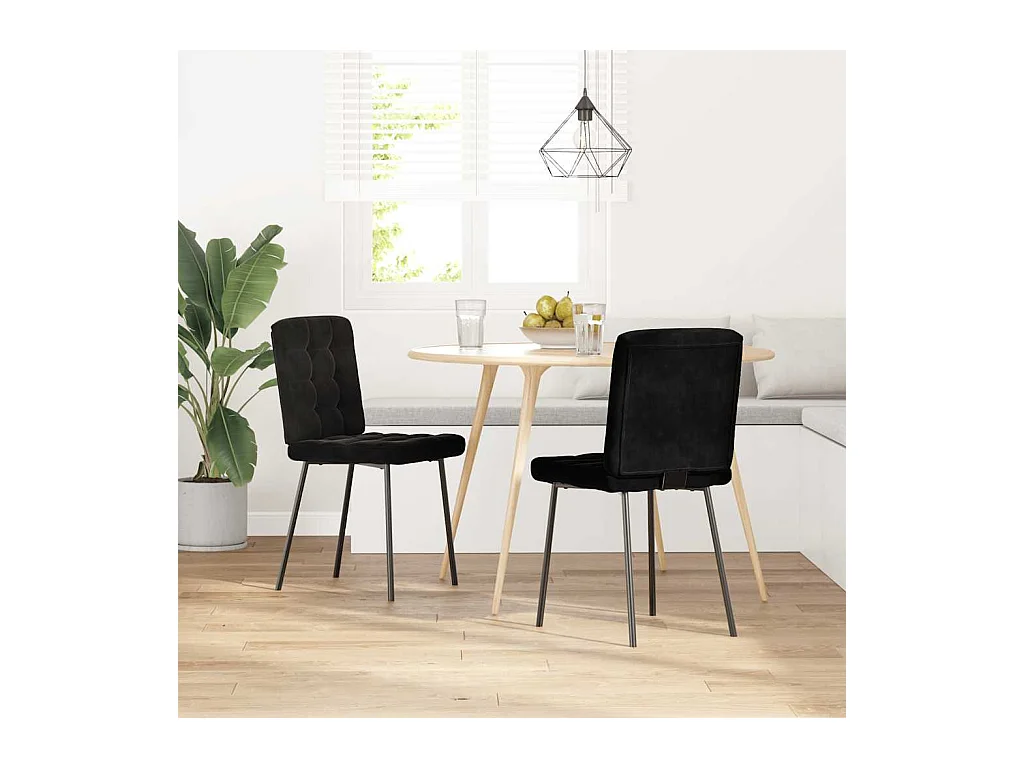 Chaises à manger lot de 2 Noir Velours
