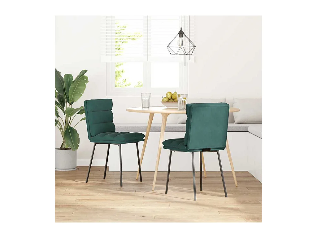 Chaises à manger lot de 2 Vert foncé Velours