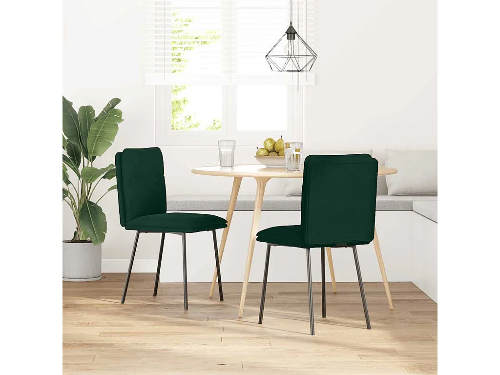 Chaises à manger lot de 2 Vert foncé Velours
