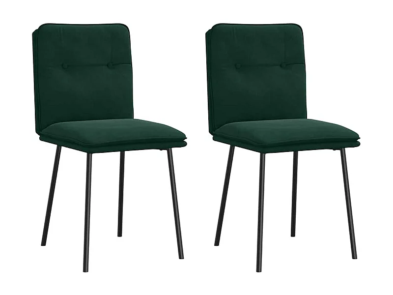 Chaises à manger lot de 2 Vert foncé Velours