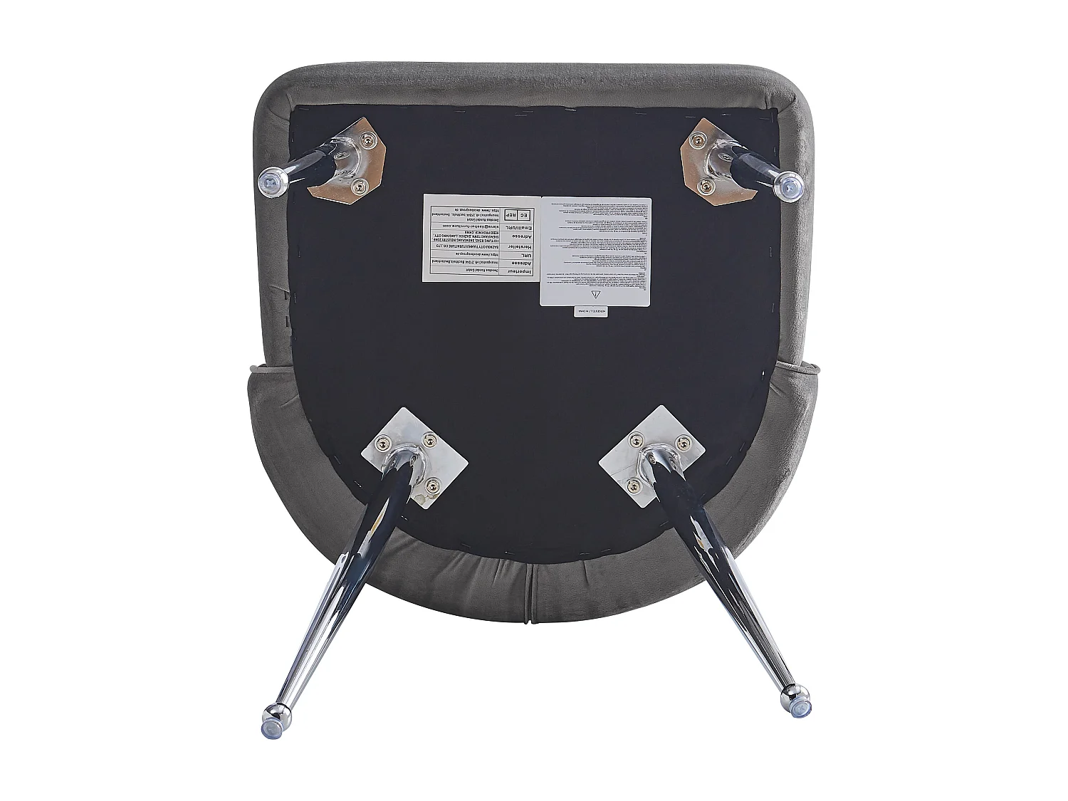 Set van 6 eetkamerstoelen zonder armleuningen - 51 x 60 x 87 cm - fluwelen en zilveren ijzeren poten - grijs