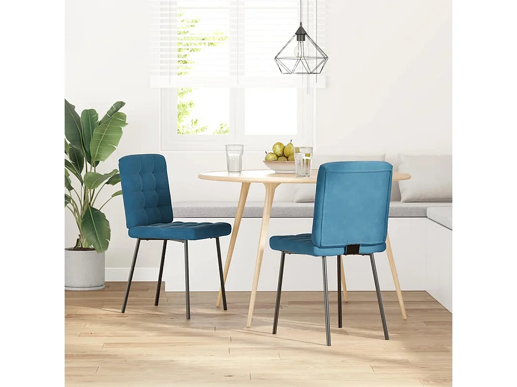 Eetkamerstoelen 2 st fluweel blauw