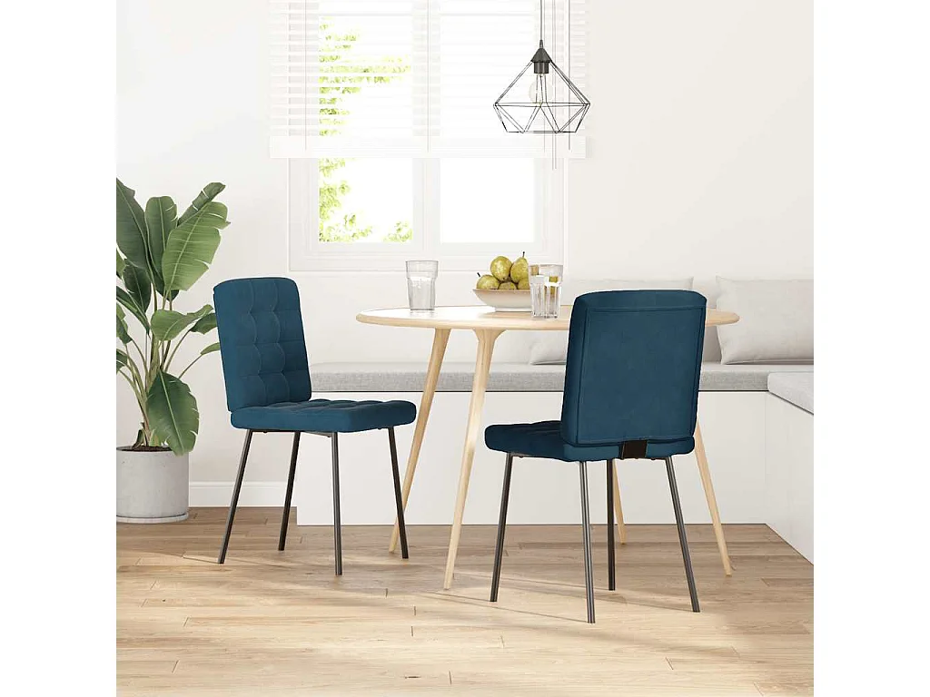Sedie da Pranzo 2 pz Blu in Velluto