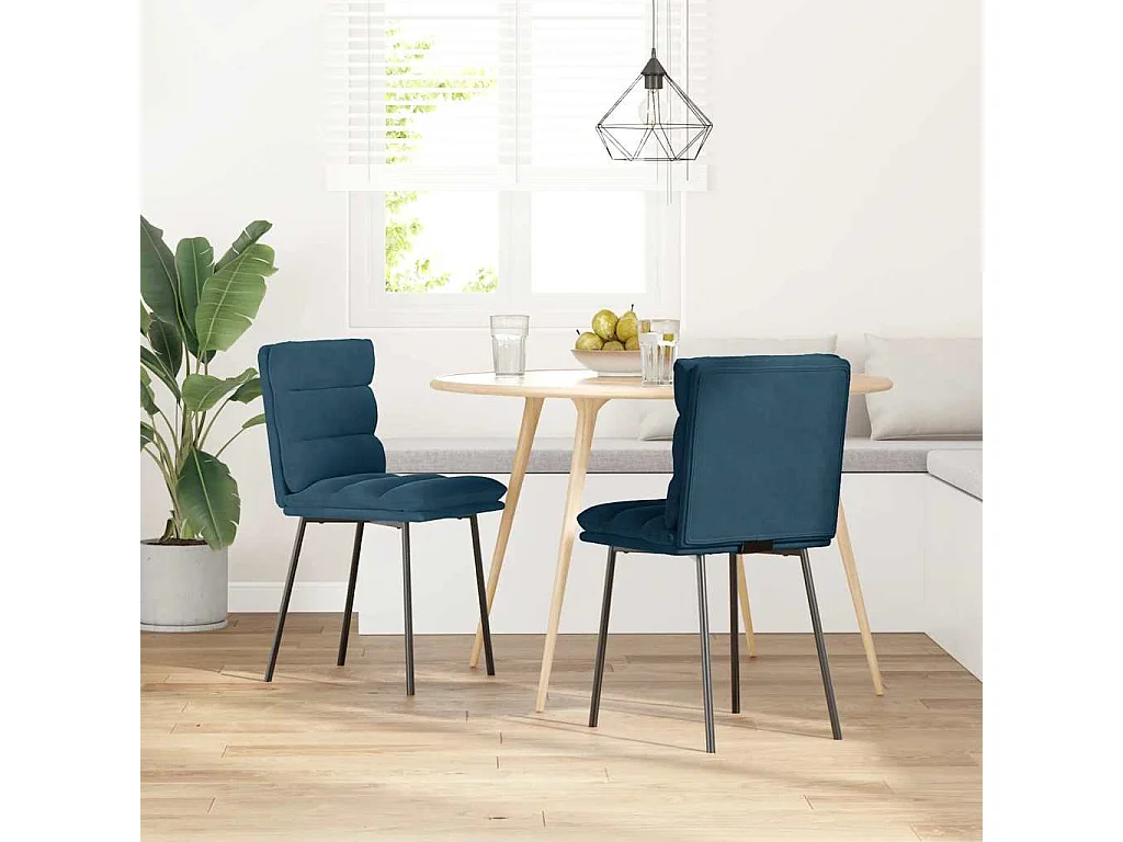 Chaises à manger lot de 2 Bleu Velours