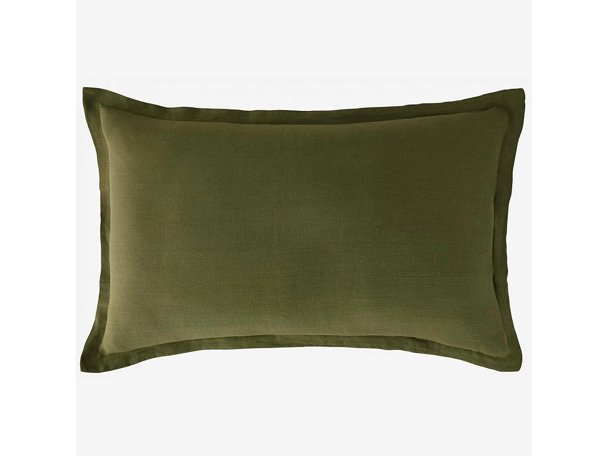 Habitat - Taie d'oreiller en lin - 50 x 80 cm - Vert kaki (Lot de 2) - Linen