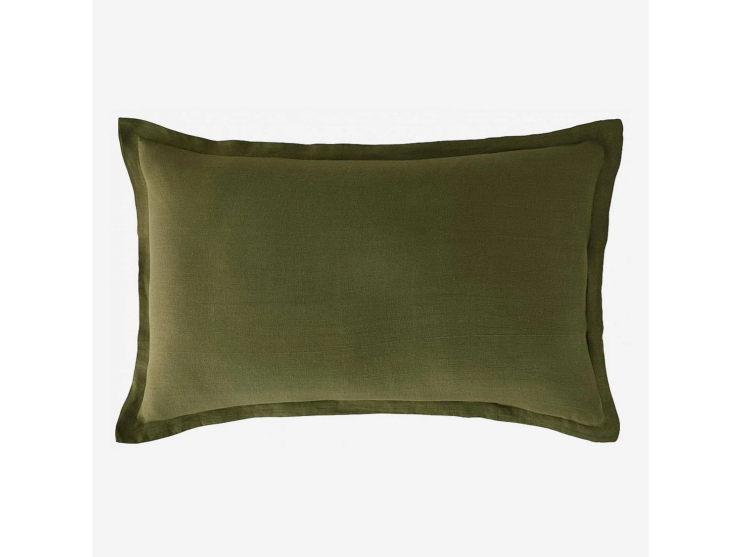 Habitat - Taie d'oreiller en lin - 50 x 80 cm - Vert kaki (Lot de 2) - Linen
