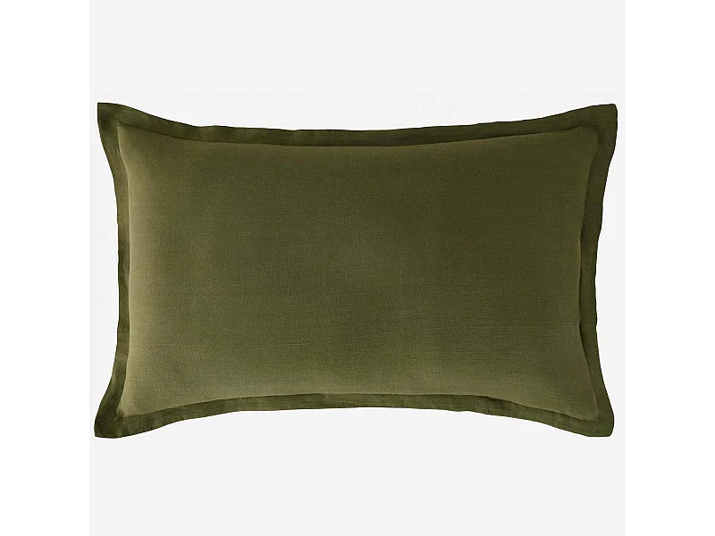 Habitat - Taie d'oreiller en lin - 50 x 80 cm - Vert kaki (Lot de 2) - Linen