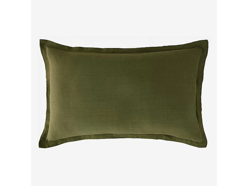 Habitat - Taie d'oreiller en lin - 50 x 80 cm - Vert kaki (Lot de 2) - Linen