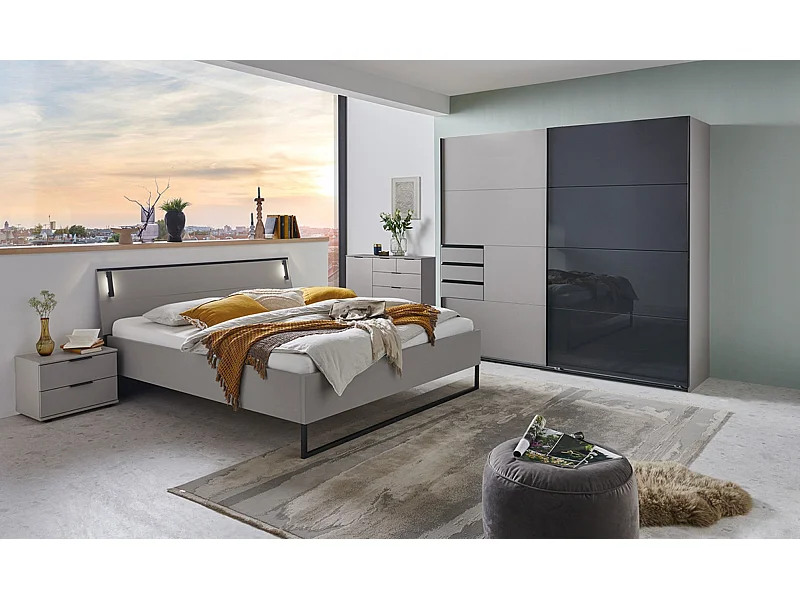 Chambre à coucher complète adulte ( lit adulte 160 x 200 cm+ Commode combinée + tables de chevet+ Armoire)