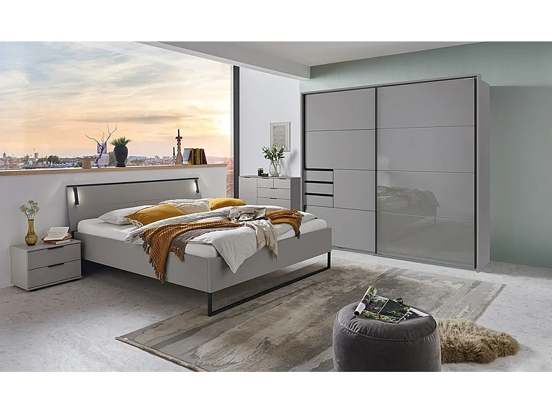 Chambre à coucher complète adulte ( lit adulte 180 x 200 cm  + chevet+ commode de rangement +  Armoire)